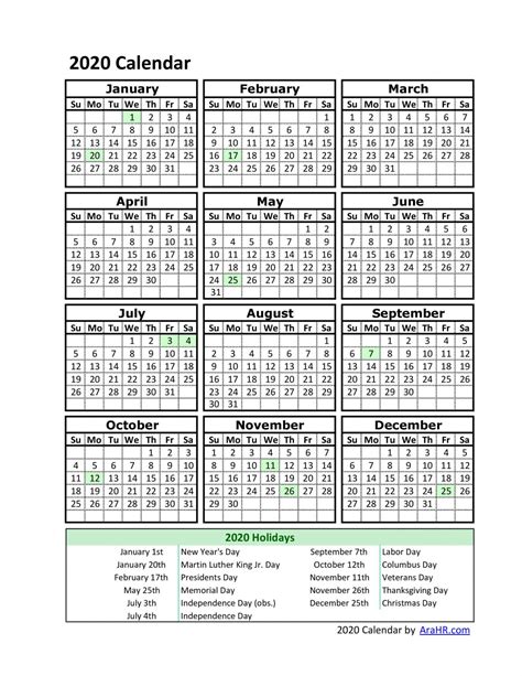 2020 Free Printable Monthly Calendars You Can Edit With 1 Calendar