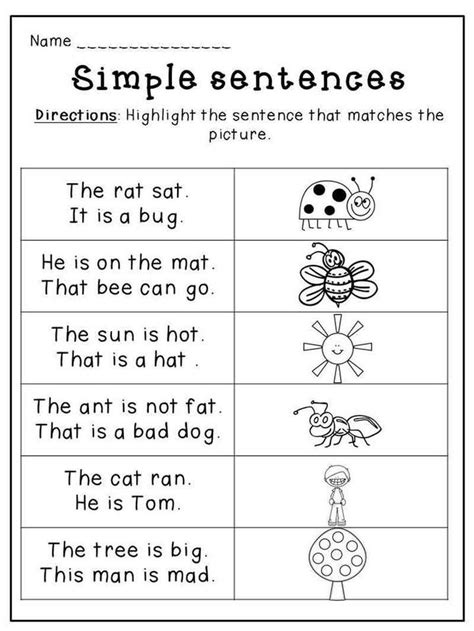Easy Sentences For Kids