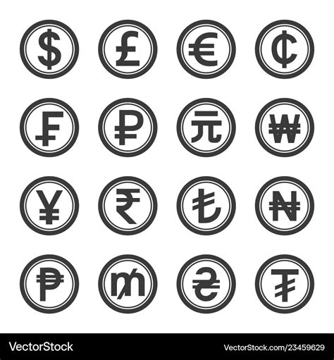 World Currencies Icons Symbol Set Royalty Free Vector Image