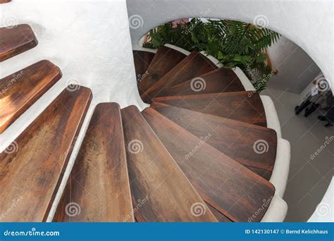 Round Stairs With Dark Brown Steps Stock Image Image Of Spiral