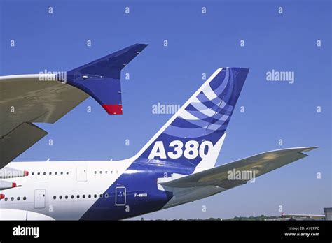 Airbus A380 Wingtip And Tail Stock Photo Alamy