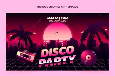 Free Vector Gradient Retro Vaporwave Disco Party Youtube Channel Art