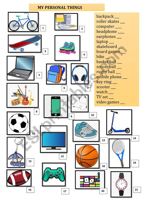 My Personal Things Esl Worksheet By Lady Rolland