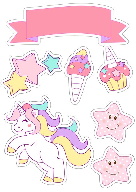 Unicornio Topo De Bolo Birthday Cake Topper Printable Unicorn Themed