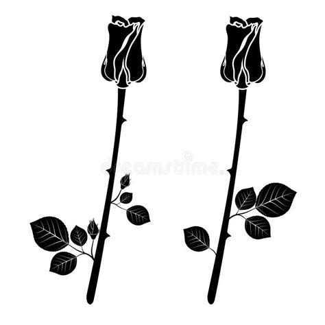 A Set Of Icons Of Two Black Roses Vector Illustration Stock Vector