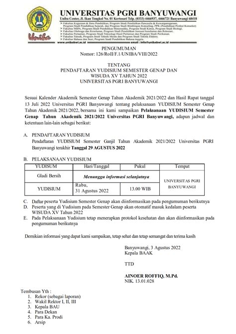 Pengumuman Pendaftaran Yudisium Semester Genap Ta 20212022 Baak