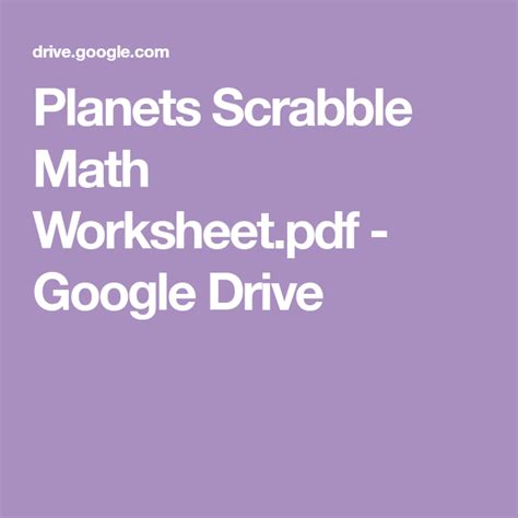 Simply write a problem on screen or use the camera to snap a math photo. Planets Scrabble Math Worksheet.pdf - Google Drive | Math ...