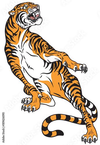 Angry Tiger Tattoo Style Vector Illustration Stock Image And