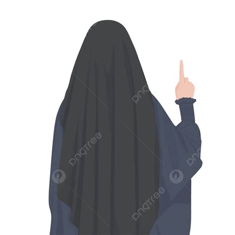 รูปมุสลิมะห์ในชุดนิกอบสีดำชูหนึ่งนิ้วชี้ Tauhid Png มุสลิม น้องสาว