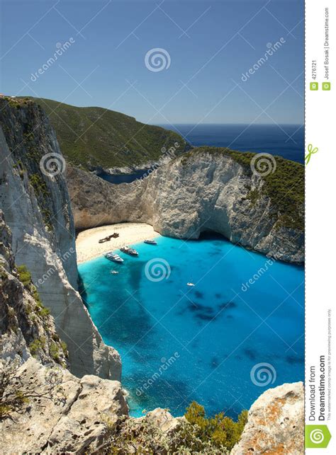 Beach Navagio In Zakynthos Greece Stock Image Image Of