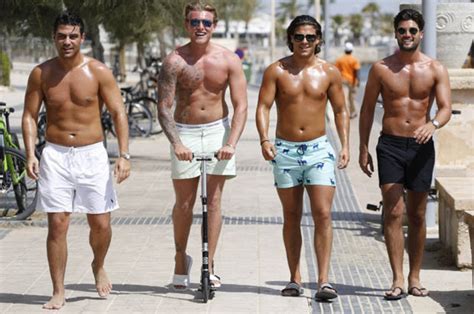 Here Come The Boys Towie Lads Get Oiled Up For Fun Filled Day Filming In Magaluf Daily Star
