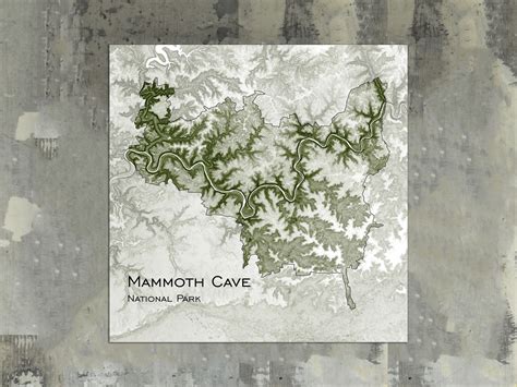 Mammoth Cave Topographic Map Art Print Kentucky Artwork Etsy