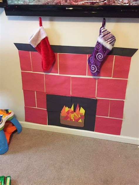 Construction Paper Fireplace Kids Office Christmas Decorations  Paper