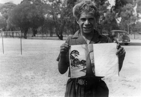 Photo 24 Parnell Dempster With Drawingk Aboriginal Child Artists Of