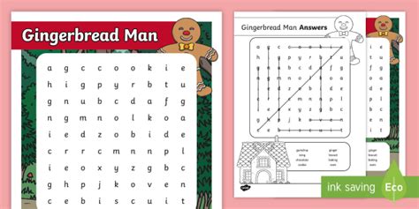 Gingerbread Man Wordsearch Teacher Made