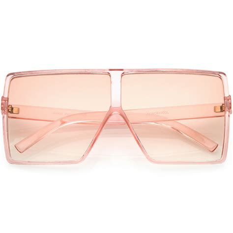 Sunglassla Super Oversize Translucent Square Sunglasses Flat Top Color Tinted Flat Lens 69mm