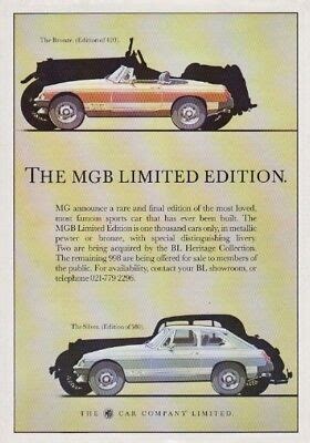 MG THE MGB GT LIMITED EDITION ORIGINAL FACTORY SALES BROCHURE DIN 70020