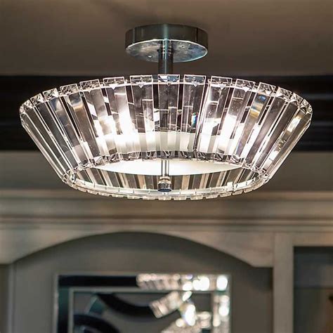 Strands of select material hang and drape across the fixture in a crisscross fashion creating a visual interest. Crystal 3-Light Semi-Flush Fixture | Semi flush mount ...