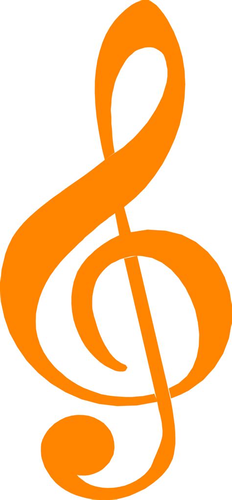 Free Stock Photo Illustration Of An Orange Treble Clef Music Symbol