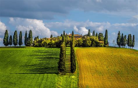 2048x1317 Tuscany Italy Field Trees Villages Clouds Spring Green