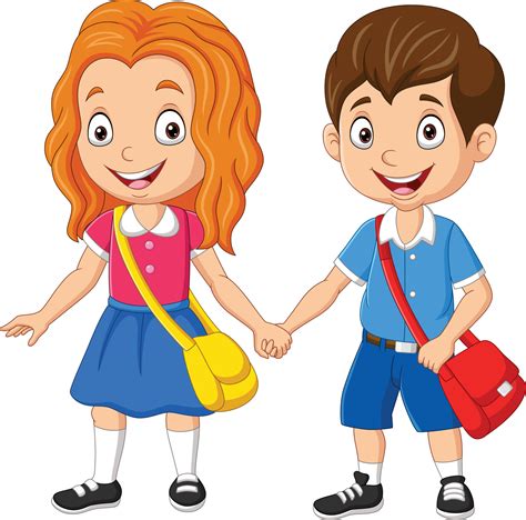 Cartoon School Boy And Girl With Backpacks 7098245 Vector Art At Vecteezy