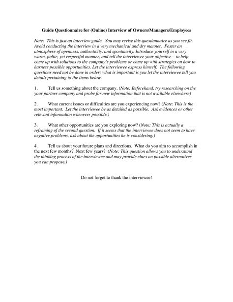 Interview-Guide - interview guide - Guide Questionnaire for (Online