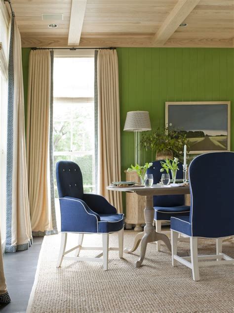 Preppy Dining Room With Green Painted Walls Dining Transitional Cape Cod By Ann Wolf Interior