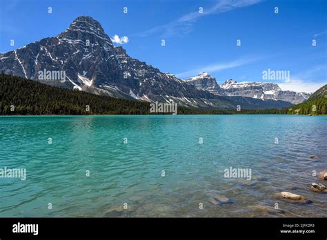 Scenic View Of The Bow Lake With The Surrounding Mountains On The