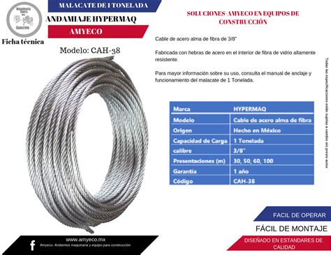 Cable De Acero Con Alma De Fibra De 38 Andamios Y Maquinaria Para