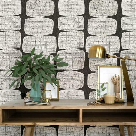 Mid Century Beads Peel And Stick Wallpaper Modern Wallpaper Accent