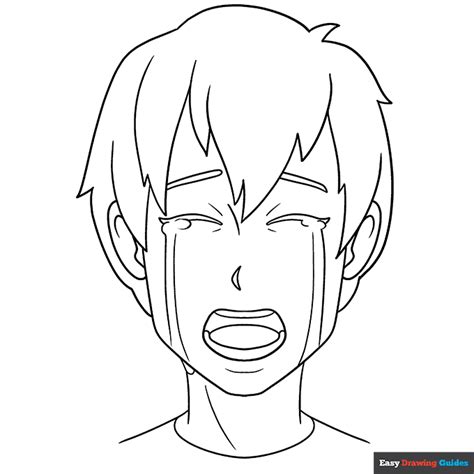 Anime Boy Crying Coloring Page Easy Drawing Guides