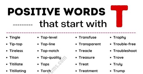 342 Positive Words That Start With T Esl Forums