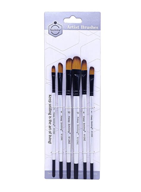 Craftdev Artist Painting Brushes Filbert Set Of 6 White Handle Ideal