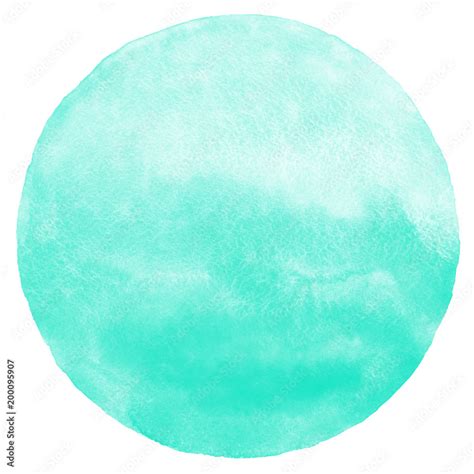 Mint Green Gradient Watercolor Circle Isolated On White Abstract Round