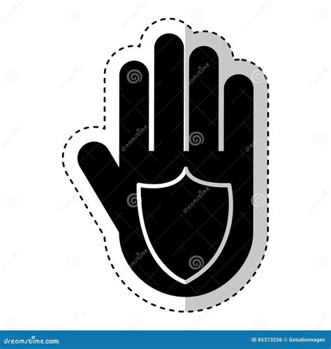 Hand Human With Shield Silhouette Icon Stock Vector Illustration Of