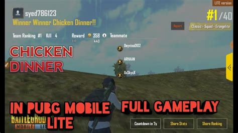 Chicken Dinner In Pubg Lite Full Gameplay Android YouTube