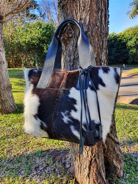 Cowhide Purse Unique Piece Cow Hide Handbag Leather Bag Etsy