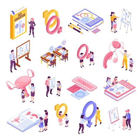 Premium Vector Isometric Sex Education Icons Set With Gender Enlightment Symbols Isolated