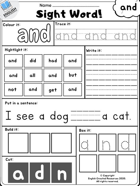 Our Sight Word Worksheet