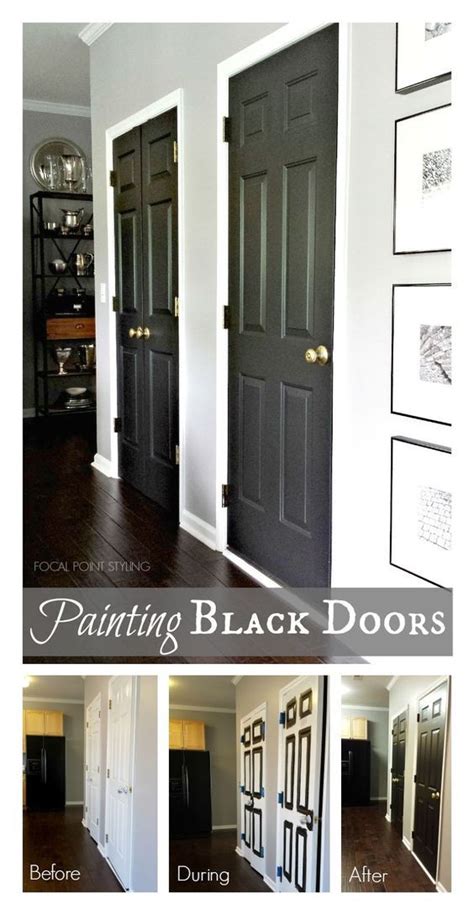 How To Paint Interior Doors Black And Update Brass Hardware