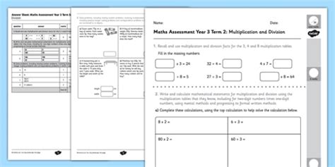 Grade 3 Maths Assessment Multiplication And Division Term 2 Grade 3