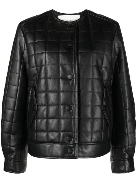 Rodebjer Quilted Leather Bomber Jacket In Black Modesens