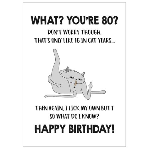 Funny 80th Birthday Card 80th Cat Birthday Card For Cat Mom Etsy