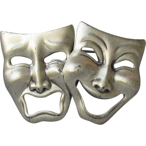 1950s Sterling Comedy And Tragedy Mask Pin Actors Vintage Beau Comedy