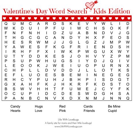Valentines Day Word Search Life With Lovebugs