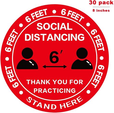 Social Distancing Floor Decal Stickers 30 Pack Stand