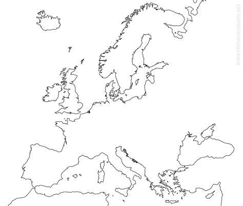 Free Printable Blank Map Of Europe In Pdf Outline Cities