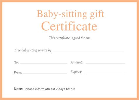 In order to have this, payment voucher templates serves you right in sample format that can print any discounts or offers. Babysitting Gift Certificate - emmamcintyrephotography.com