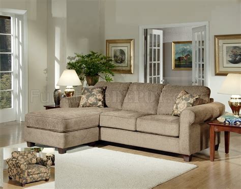 Tan Fabric Living Room Modern Sectional Sofa Woptional Chair