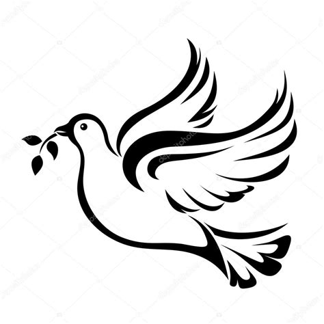 Dove Symbol Of Peace Vector Black Silhouette ⬇ Vector Image By